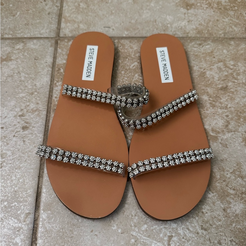 Steve Madden Brown Sandals with Sparkling Accents